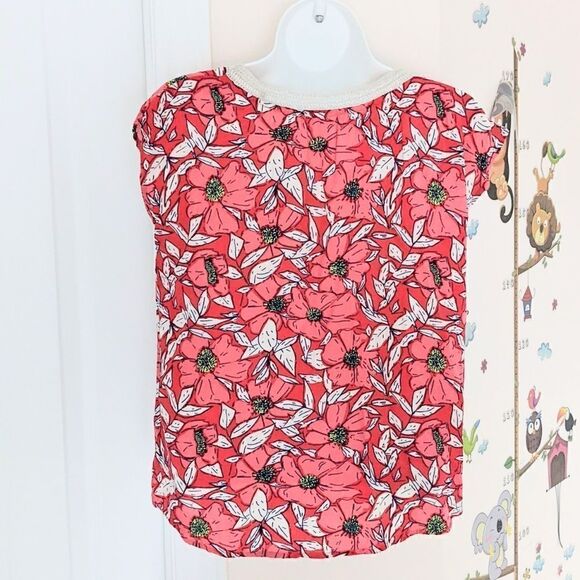 Goa COLLECTION viscose pink red floral v neck shirt Small K1 - Picture 2 of 9